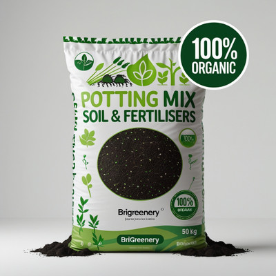 BriGreenery Organic Potting Soil Fertilizer 50kg Manure for Home & Kitchen Gardening Potting Mixture(50 kg, Powder)