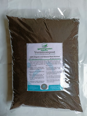 Grow Green Organics Vermicompost & Fertilizer For Flowers and Vegetables - 3Kg Pack Fertilizer, Potting Mixture, Manure, Soil(3 kg, Powder)
