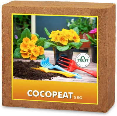 TruGrow TrustBasketing Coco Peat Block (5kg block) - Expands to 75 litres Manure(5 kg, Cake)