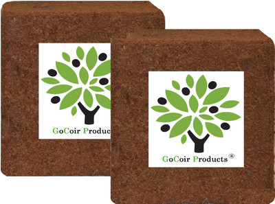 GoCoir Products Cocopeat block 2 kg Coir Pith, Potting soil for garden plants and kitchen garden Potting Mixture(2000 g, Cake)