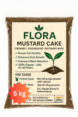 Flora Mart Pure Mustard Cake 5kg (Sarso Khali) Organic Fertilizer, Manure, Potting Mixture Potting Mixture, Fertilizer, Manure(5 kg, Cake)