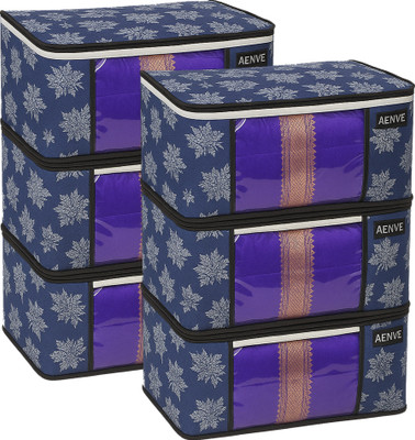 Fusion World Pack of 6 cloth organizers Pack of 6 cloth organizers – foldable, zippered, dustproof Navy Blue pack6(Navy Blue)