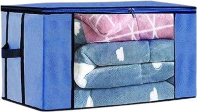 ANABIYA Wardrobe Organizer Storage Bag With Zipper And Side Handles (Blue ,Pack-1) Polyester Laundry Bag(Blue)