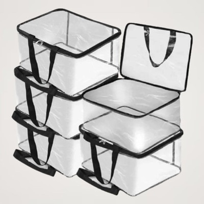 ByHayat Organizer Storage Bag with Zipper Pack of 5 Poly-canvas Laundry Bag(Black)