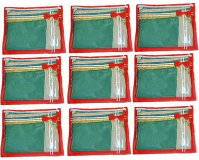 Tiarakrafts Single packing saree cover/suit cover set of 9 Red Poly-canvas Laundry Bag(Red, Green)