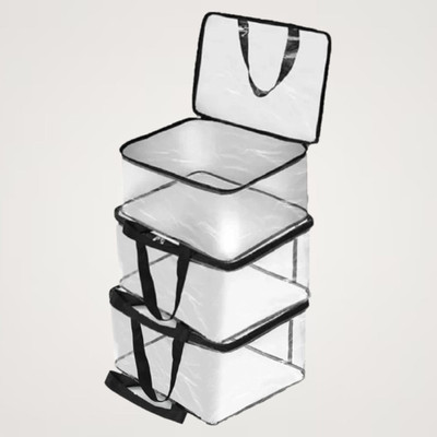 ByHayat Space-Saving Wardrobe Organizer Bag Pack of 4 Poly-canvas Laundry Bag(Black, White (Transparent))