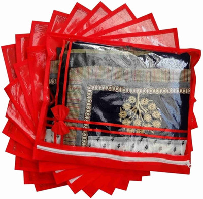 Tiarakrafts Single ssaree Single Packing Saree Cover/Suit Cover/Cloths Red Set Of 12 1290874(Red)