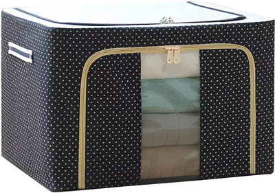 MERAO Clothes Storage Box Foldable Organizer Box for Wardrobe Saree Blankets SET OF 1 Cotton Laundry Bag(Blue)