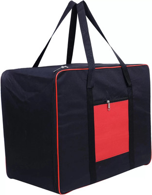 CHAMPARAN Cloth with Zippered Closure and Handle Black Red Extra Large Toys Cotton Laundry Bag(Black, Red)