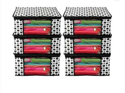 farhan bags Non Woven Saree Cover Storage Bags for Clothes with primum Quality Pack of 6 Pcs Polyester Laundry Bag(Black)