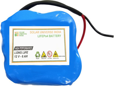 SOLAR UNIVERSE INDIA 12.8V-6ah LifePo4 Battery with BMS Lithium Solar Battery(12 V)