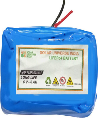 SOLAR UNIVERSE INDIA 6.4V-6ah LiFePo4 Battery with BMS Lithium Solar Battery(6 V)