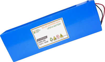 SOLAR UNIVERSE INDIA 12.8V-78ah Lithium Ferrous Phosphate Battery with inbuilt BMS-Cylindrical Cells Lithium Solar Battery(12.8 V)