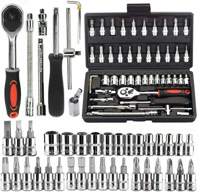 HENGLOBE 46 In 1 Pcs Tool Kit & Screwdriver(1 PCS) Power & Hand Tool Kit(46 Tools)