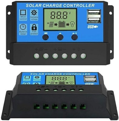 Flexa 10A 12V/24V Solar Charger Controller Battery Regulator Dual USB LCD Display PWM Solar Charge Controller