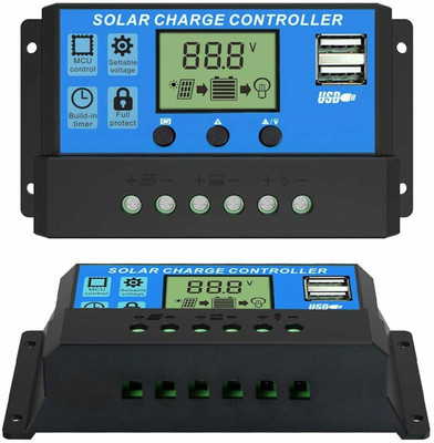 HASTHIP 10A 12V 24V ABS Solar Panel Charger Controller Battery(Blue) PWM Solar Charge Controller