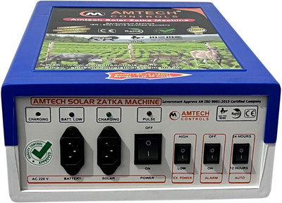 Amtech Controls Zatka Machine/Solar Power Fence Energizer/(40 Acre Cover-100Bigha) PWM Solar Charge Controller