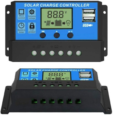 DRG 20A Solar Charge Controller,12V/24V Dual USB Port Timer Setting Auto Parameter PWM Solar Charge Controller