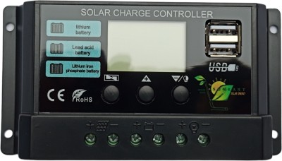 sunkart Solar Charger Controller 30A, Intelligent Battery Regulator for Solar Panel LCD Display with Dual USB Port 12V/24V PWM Solar Charge Controller