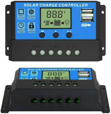 ZORIADA 10A 12V/24V Solar Charger Controller Battery Regulator Dual USB LCD Display PWM Solar Charge Controller