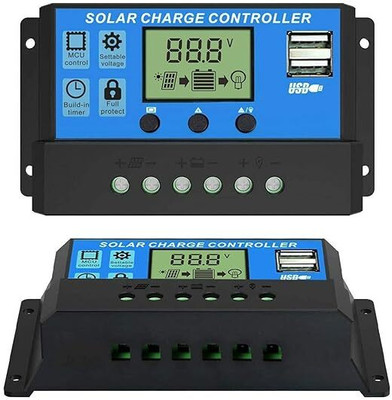 SHUBHPETAL 10Amps Solar Charge Controller 12/24 Volt Solar Panel Charge Controlle PWM Solar Charge Controller