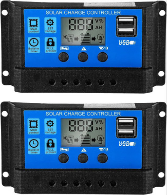 SANCORP 10Amps 12V/24V ABS Solar Panel Charger Controller Regulator Dual USB LCD Display PWM Solar Charge Controller