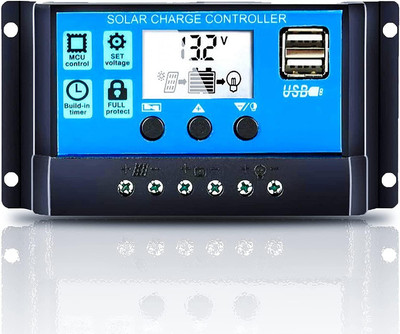Magpies Solar Charge Controller 10A 12V/24V Solar Panel Charge Controller with USB Port PWM Solar Charge Controller