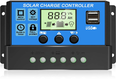 ZITRONIX 10A 12V 24V Solar Panel Charger Dual LCD Display Controller PWM Solar Charge Controller