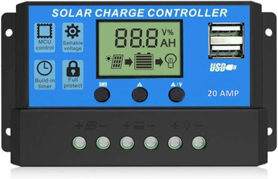 SILONIX SMARTBUY 20A,Intelligent Battery Regulator for Panel LCD Display with USB Port 12V/24V PWM Solar Charge Controller