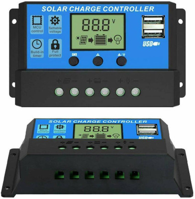 HASTHIP 10A 12V/24V ABS Solar Panel Charger Controller Usb LCD Display Pack of 1 PWM Solar Charge Controller