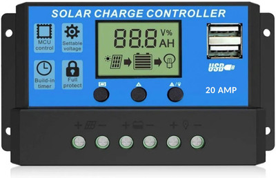 AMITOM 20AMP 12V/24V ABS Solar Panel Charger Controller PWM Solar Charge Controller