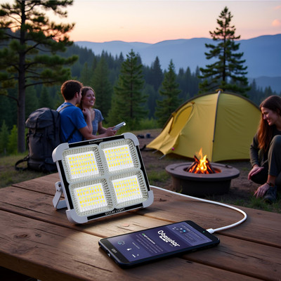 Homehop 50W Solar 240 Led Emergency Flood Light Rechargeable Multiple Charging Interfaces, Portable , Waterproof ,Camping Lamp for Home ,Outdoor and House Indoor design Model ABS Material Light Gate Light Outdoor Lamp(White)