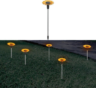 HARDOLL Sunflower Shaped Solar Lights Outdoor Decorative Light for Garden, Pathway Solar Light Set(Floor Mounted Pack of 1)