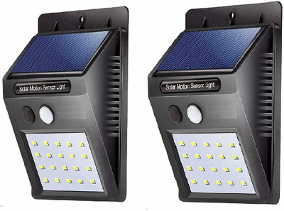 ZESTRUM Set of 2Pc 20 LED Solar Wireless Security Motion Sensor LED Night Light (Black) Solar Light Set(Wall Mounted Pack of 2)