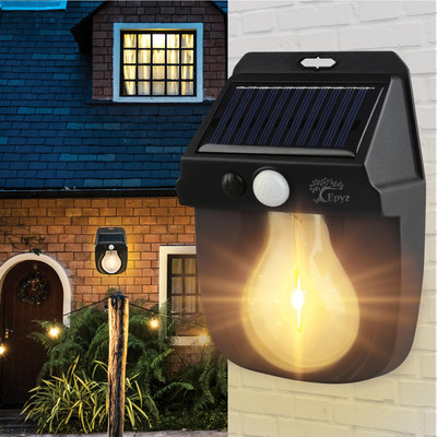 Epyz Solar Lights Outdoor Waterproof Black Wall Motion Sensor Light[ Warm Yellow ] Solar Light Set(Wall Mounted Pack of 1)