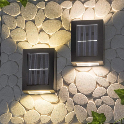 ZESTRUM Outdoor Wall Sconce Lighting Up and Down-2pc Solar Light Set(Wall Mounted Pack of 2)