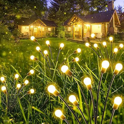Defeated Gambler Firefly Outdoor Solar Lights 8 LED with Flash Mode Starburst Swaying Light Solar Light Set(Free Standing Pack of 1)