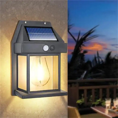 Grilazza Waterproof Garden Wall Mount Solar Motion Sensor Lantern with 3 Lighting Modes Solar Light Set(Wall Mounted Pack of 1)