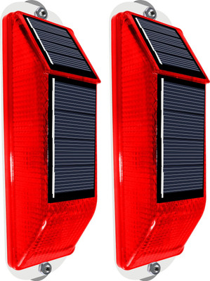 Epyz Solar Light Outdoor Traffic Warning Magnetic Led Light [ Red Flashing ] Solar Light Set(Free Standing Pack of 2)