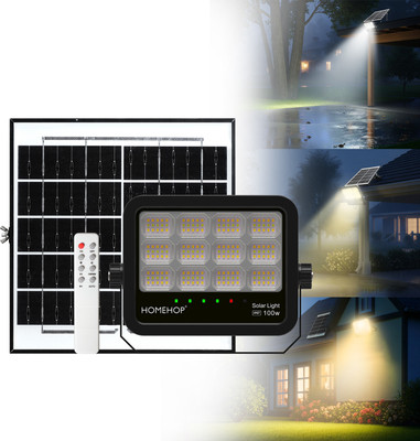 Homehop Solar Flood Lights Outdoor Waterproof 100W LED Wall Lamp for Home (3 Colour) Solar Light Set(Wall Mounted Pack of 1)