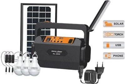 Adiohub Emergency Portable Solar Inverter with 3 Individual 6 Volt LED Bulbs Solar Light Set(Free Standing Pack of 1)