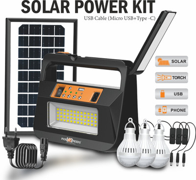 Pick Ur Needs Rechargeable Emergency Torch Lamp Solar Inverter with 3 Individual 6V Led Bulbs Solar Light Set(Wall Mounted Pack of 1)