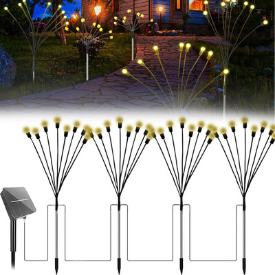 GIGAWATTS 5 in 1 Solar Lights 8 LED Outdoor Firefly Starburst Swaying Lamp for Outdoor Solar Light Set(Free Standing Pack of 1)