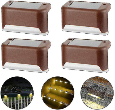HVG TRADERS Solar Step Lights Outdoor Waterproof Led Solar Fence Lamp Solar Light Set Solar Light Set(Free Standing Pack of 4)
