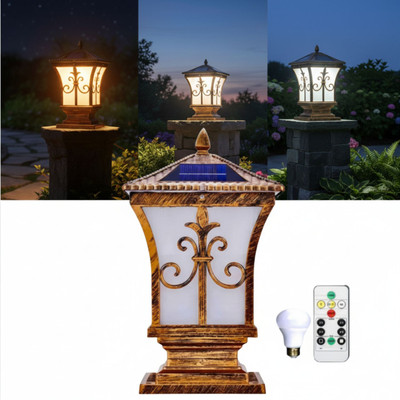 Homehop Solar Lamp Automatic Waterproof Outdoor LED for Gate Pillar Antique Light Solar Light Set(Floor Mounted Pack of 1)
