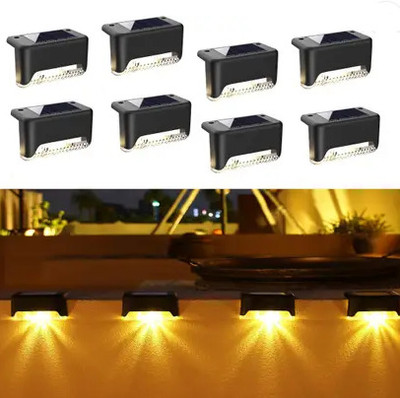 SPARKPLUG \\Night Outdoor Step Deck solar lights Auto On/Off Solar Light Set(Wall Mounted Pack of 8)