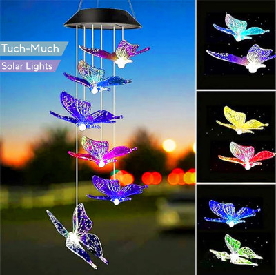 Tuch-Much Solar Butterfly Wind Chimes Led Light | Hanging Lamp | Color-Changing Solar Light Set(Free Standing Pack of 1)