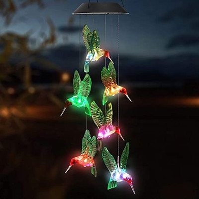 MACVL5 Humming Bird Solar Power Outdoor Wind Chime Home & Balcony Decoration ,Gift Item Solar Light Set(Ceiling Mounted Pack of 1)