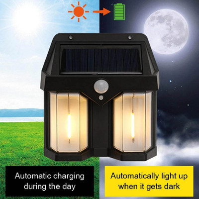 MANIBAM IMPEX Outside Solar Induction Wall lamp Warm Light Dual Core Wireless Motion Sensor Solar Light Set(Wall Mounted Pack of 1)