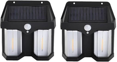 ZESTRUM COMBO Of Solar Wall LED Lights with Motion Sensor Waterproof Clear Panel Solar Light Set(Wall Mounted Pack of 2)
